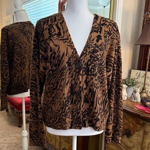 Madewell Animal Print Merino Alpaca Cardigan M